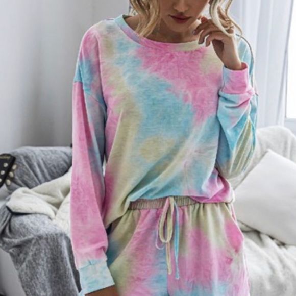 🆕Popsicle rainbow tie dye short lounge set - Picture 3 of 4